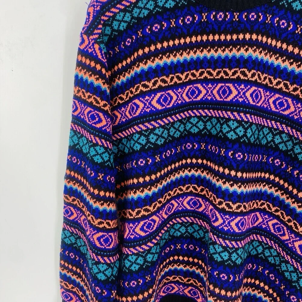 Vintage 80's Capello 48 Made Canada Sweater Abstract Knit Ski Core Grandpa Crew